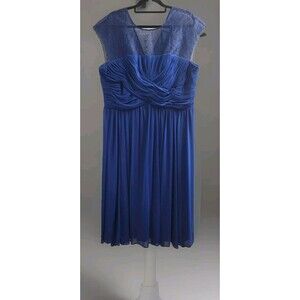 Alex Evenings Plus Size 18W Blue Shoulder Lace Evening Dress Cocktail Formal